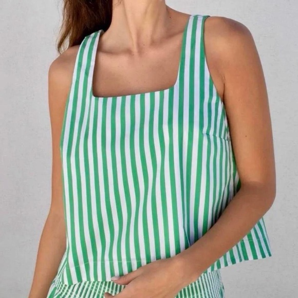 NWT All Year Round (AYR) Triple Threat Tank in Romaine (green & white) stripes - Picture 1 of 7